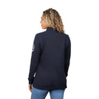 Palo Long Sleeve Cotton Pique Polo for Women Transfer - Navy - Back On Model