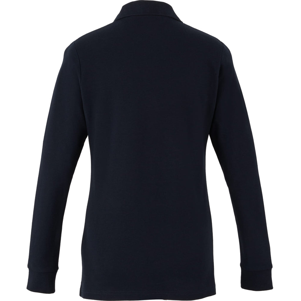 Palo Long Sleeve Cotton Pique Polo for Women Transfer - Navy - Back