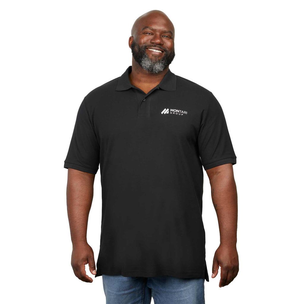 Palo Short Sleeve Cotton Pique Polo for Men Embroidery - Black - Front On Model