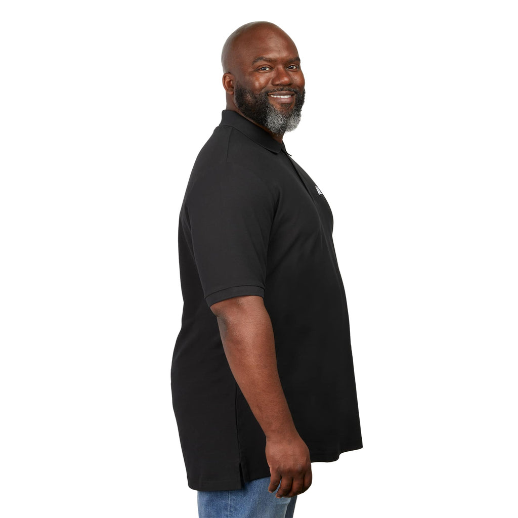Palo Short Sleeve Cotton Pique Polo for Men Embroidery - Black - Right Side On Model