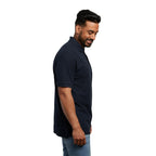 Palo Short Sleeve Cotton Pique Polo for Men Embroidery - Navy - Right Side On Model