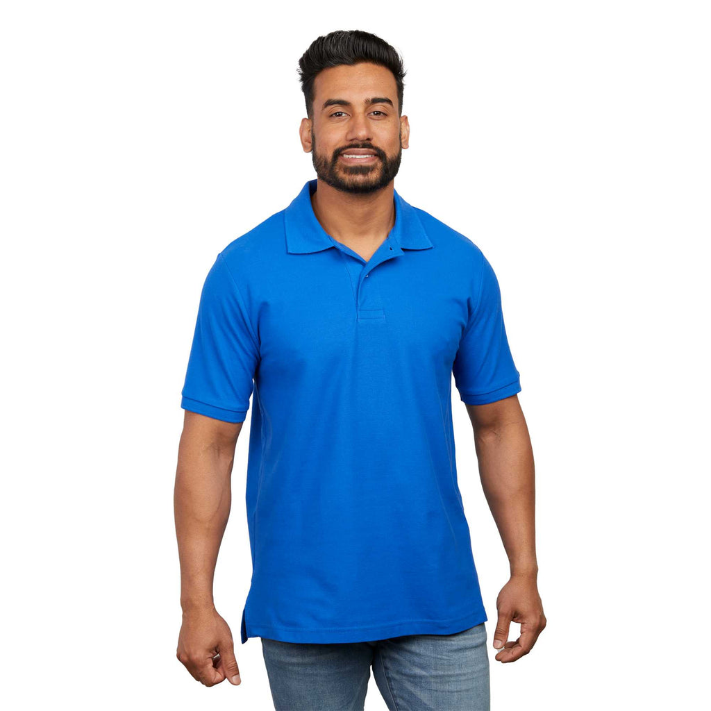 Palo Short Sleeve Cotton Pique Polo for Men Transfer - New Royal - Front On Model