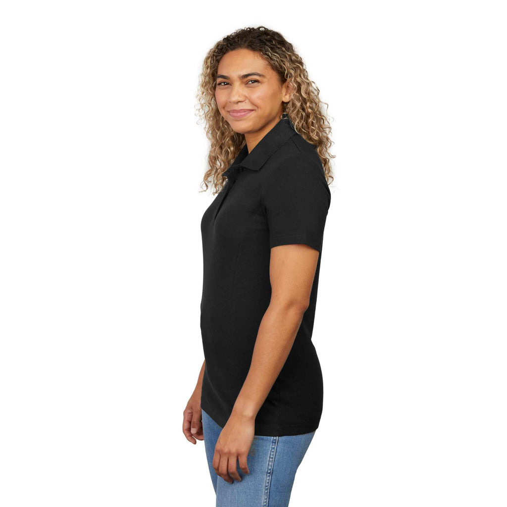 Palo Short Sleeve Cotton Pique Polo for Women Transfer - Black - Left Side On Model