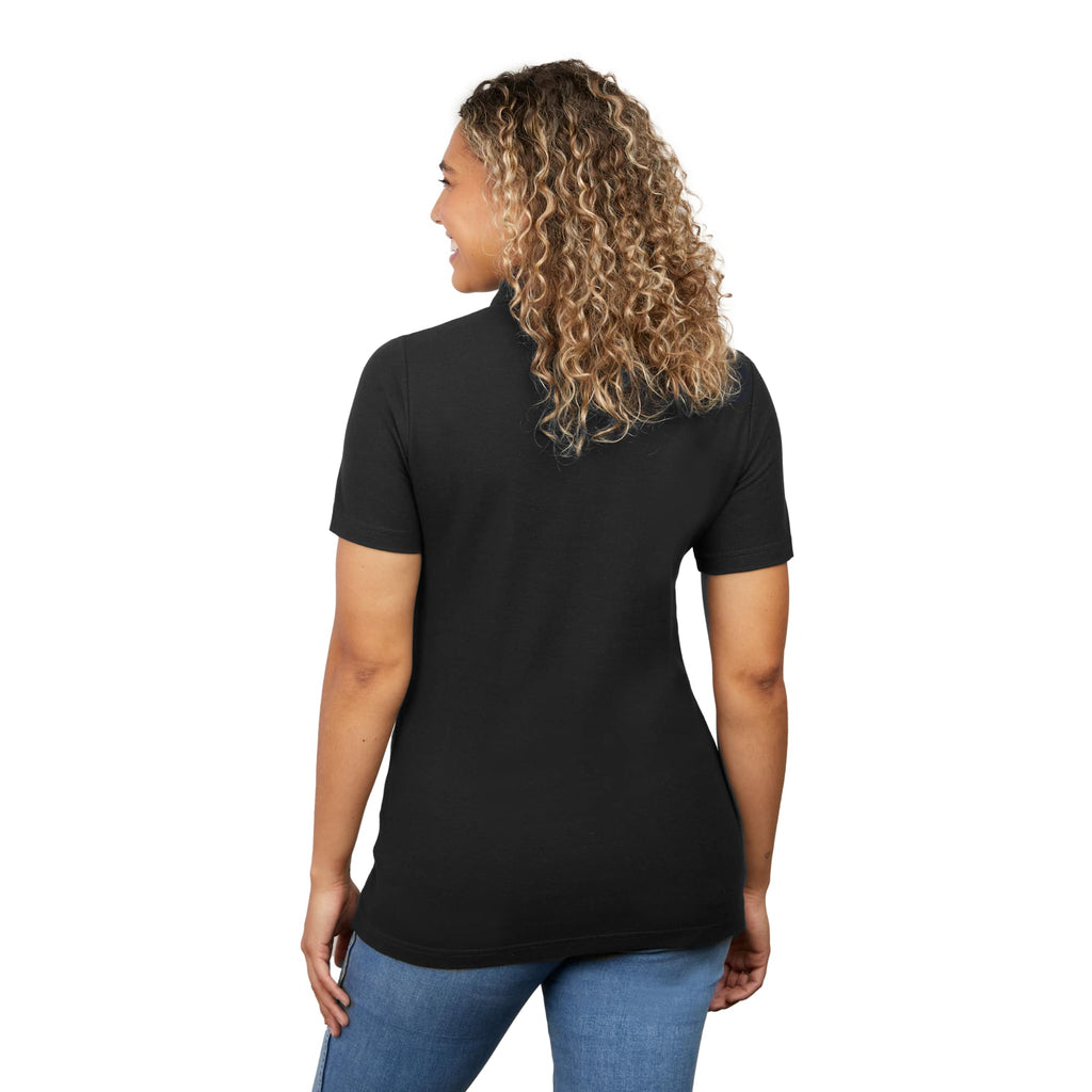 Palo Short Sleeve Cotton Pique Polo for Women Transfer - Black - On Model