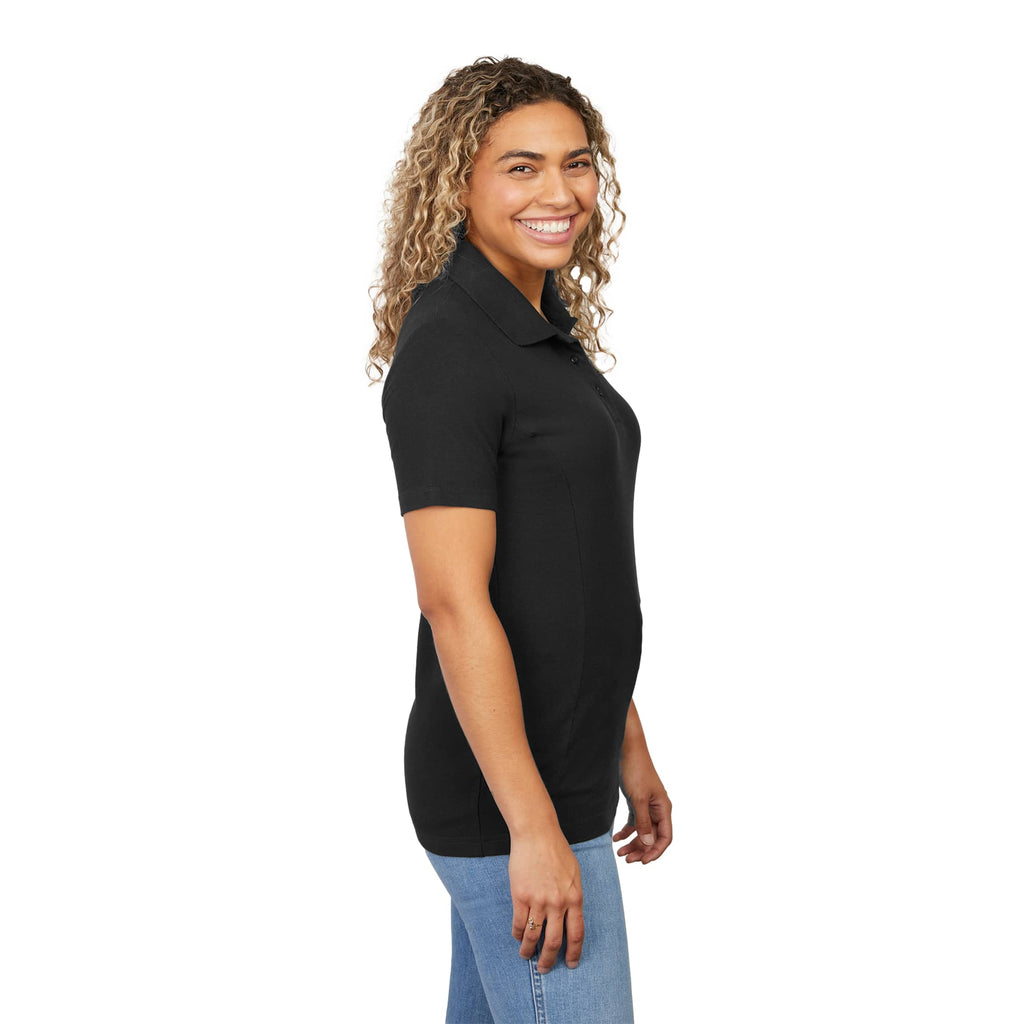 Palo Short Sleeve Cotton Pique Polo for Women Transfer - Black - Right Side On Model