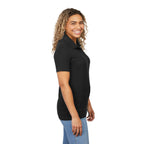 Palo Short Sleeve Cotton Pique Polo for Women Transfer - Black - Right Side On Model