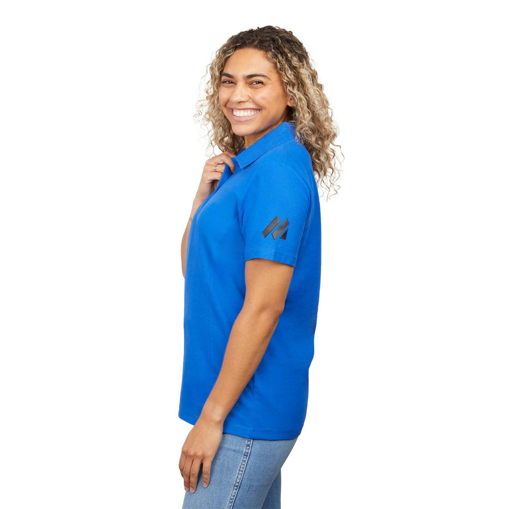 Palo Short Sleeve Cotton Pique Polo for Women Transfer - New Royal - Left Side On Model
