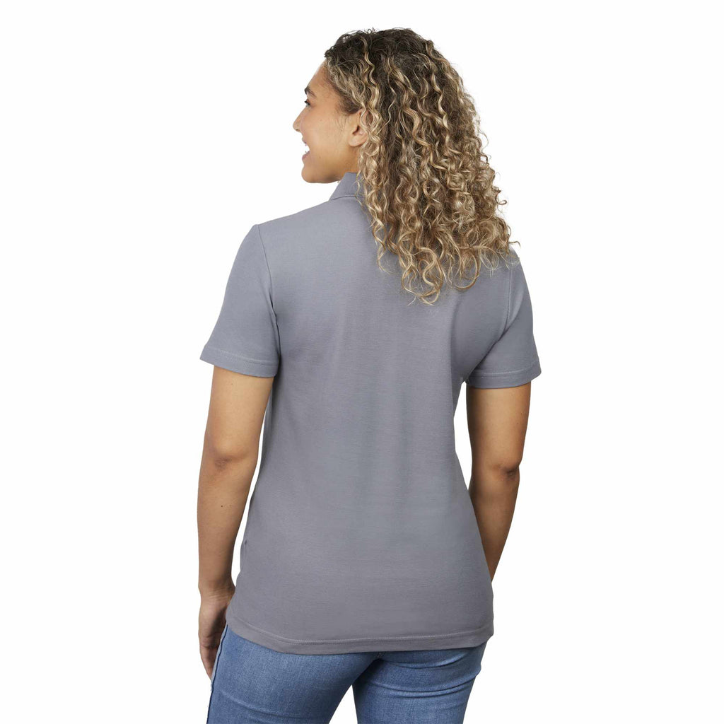 Palo Short Sleeve Cotton Pique Polo for Women Transfer - Steel Grey - Back On Model