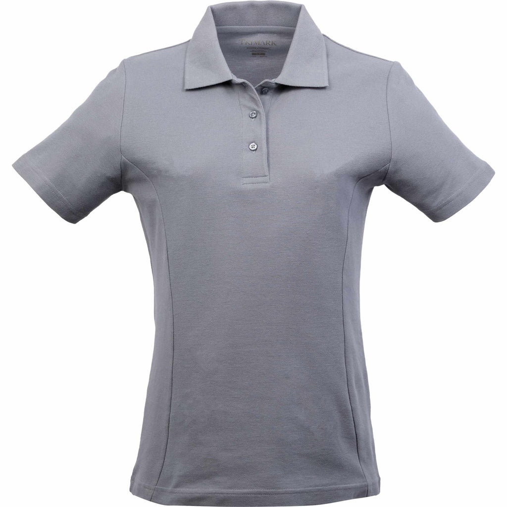 Palo Short Sleeve Cotton Pique Polo for Women Transfer - Steel Grey - Front