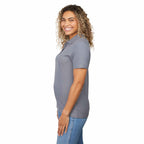 Palo Short Sleeve Cotton Pique Polo for Women Transfer - Steel Grey - Left Side On Model