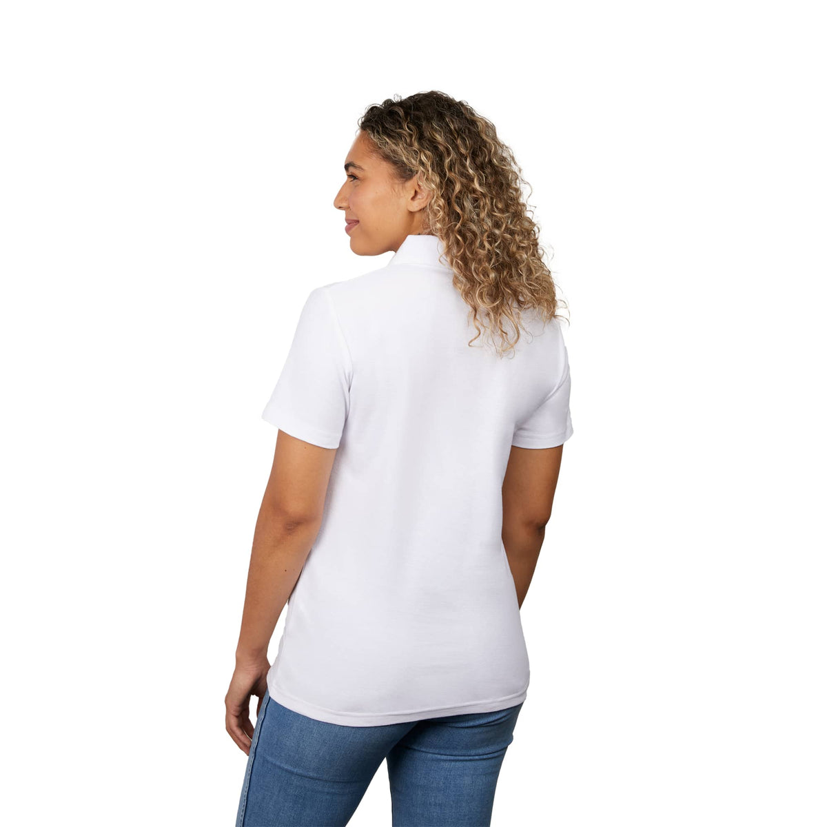 Palo Short Sleeve Cotton Pique Polo for Women Transfer - White - Back On Model