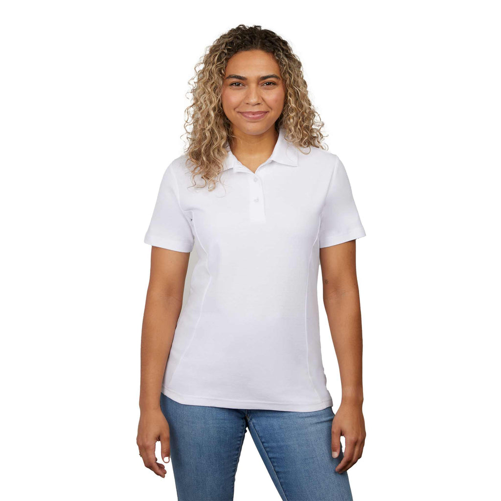 Palo Short Sleeve Cotton Pique Polo for Women Transfer - White - Front On Model