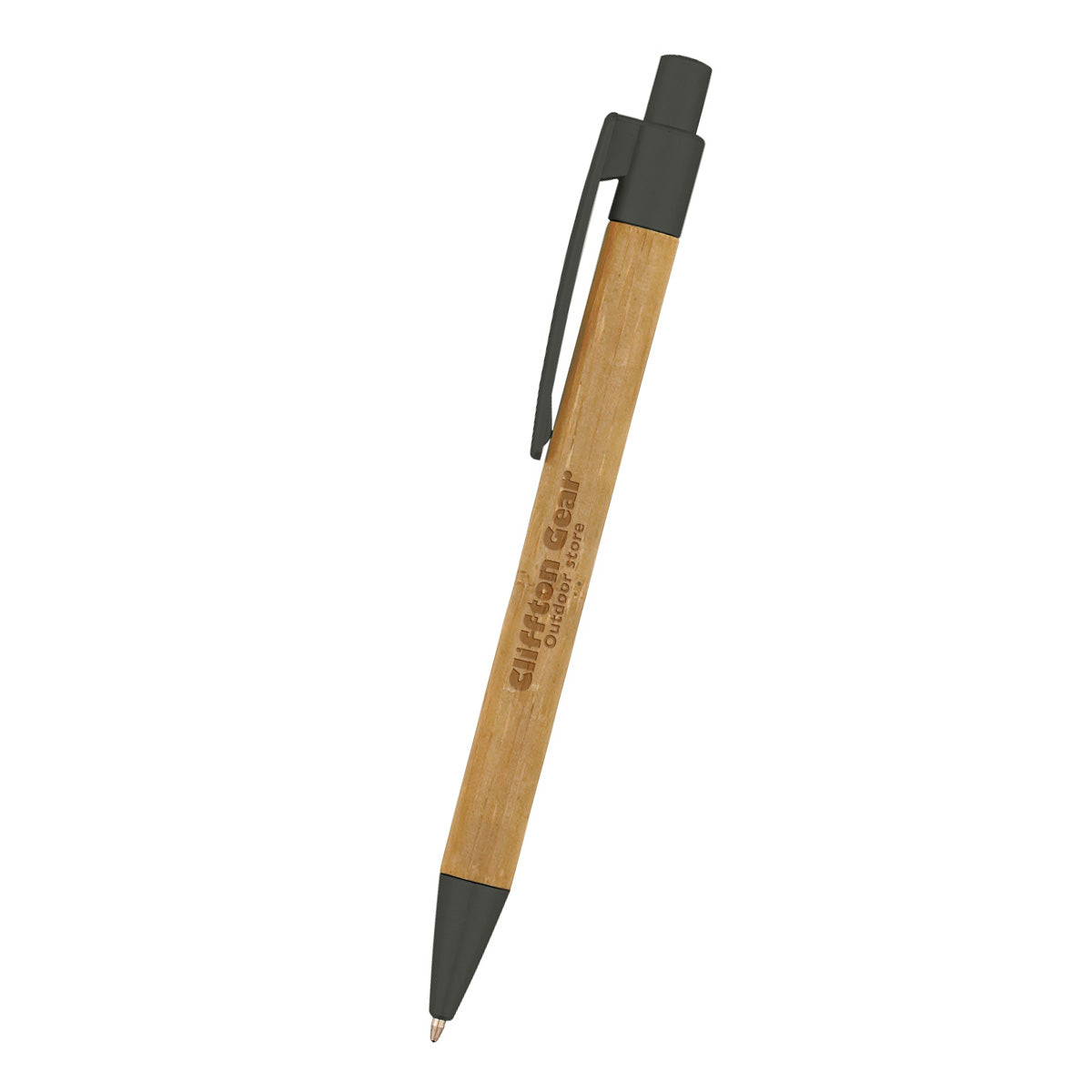 Panda Pen with Your Logo - Natural with Black - Laser Engraving