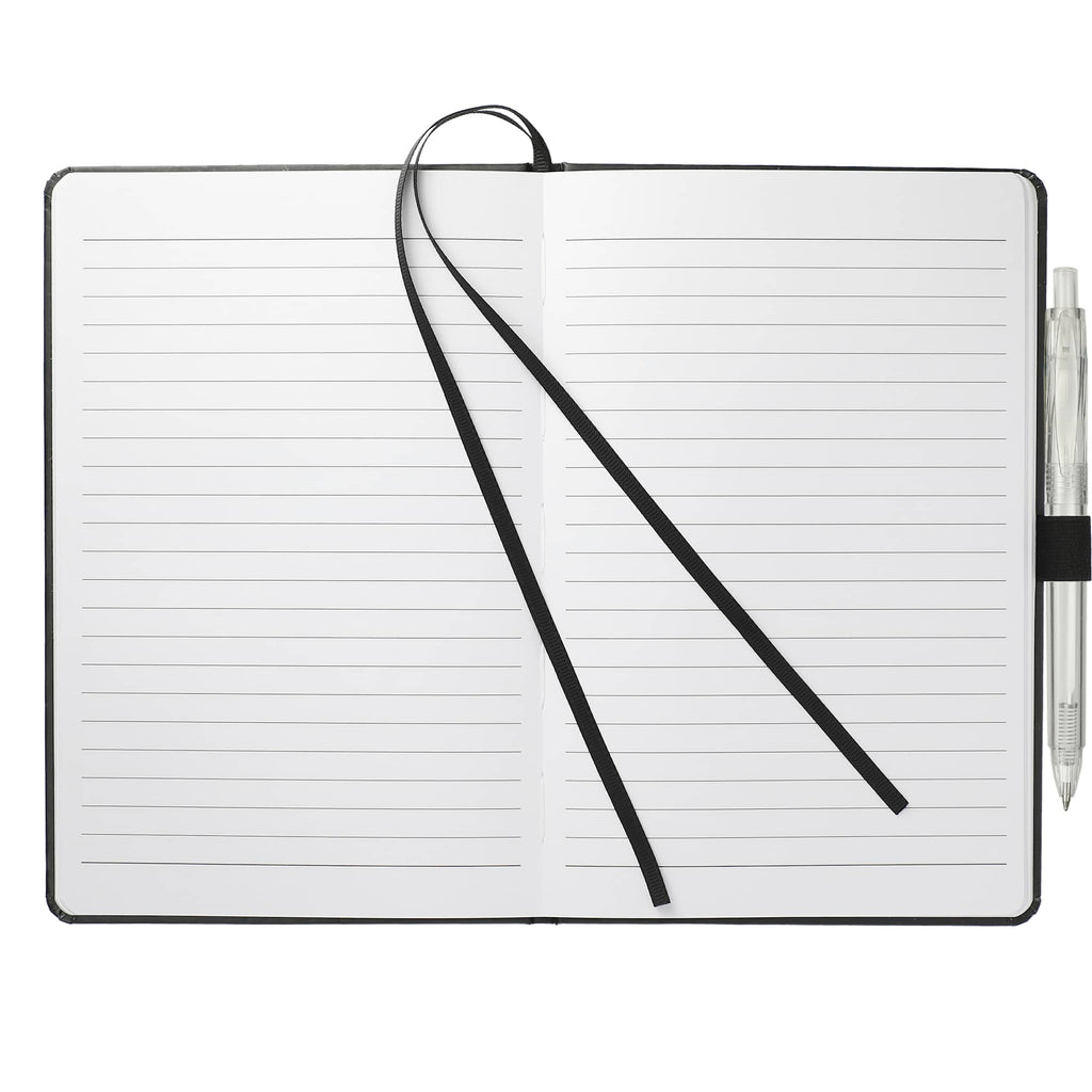 Paper Hardcover Journal and Recycled Gel Pen Set, 5.5 x 8.5 Inches - Black - Front 2