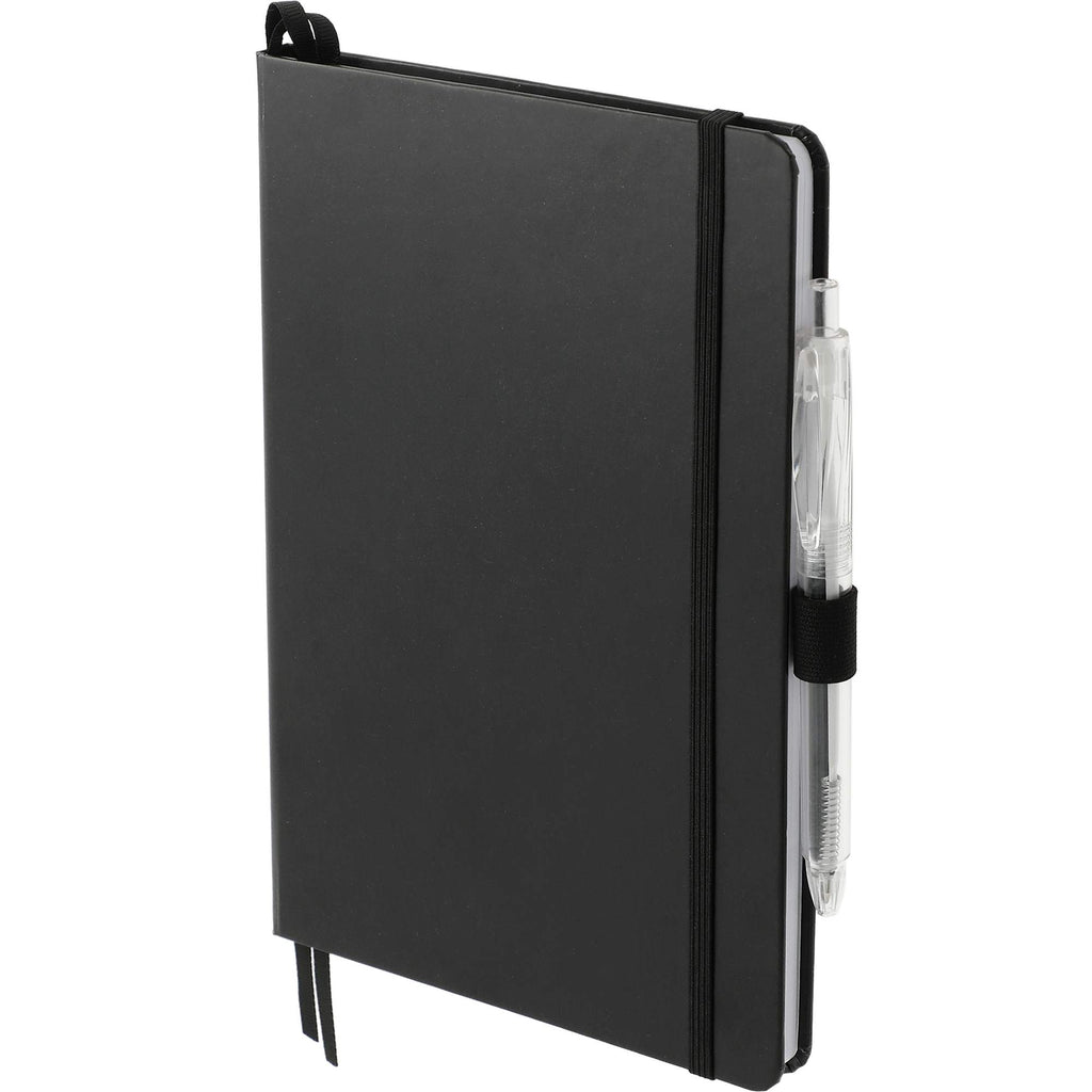 Paper Hardcover Journal and Recycled Gel Pen Set, 5.5 x 8.5 Inches - Black - Left Angle 2