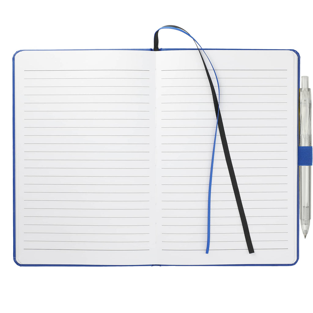 Paper Hardcover Journal and Recycled Gel Pen Set, 5.5 x 8.5 Inches - Blue - Front 2