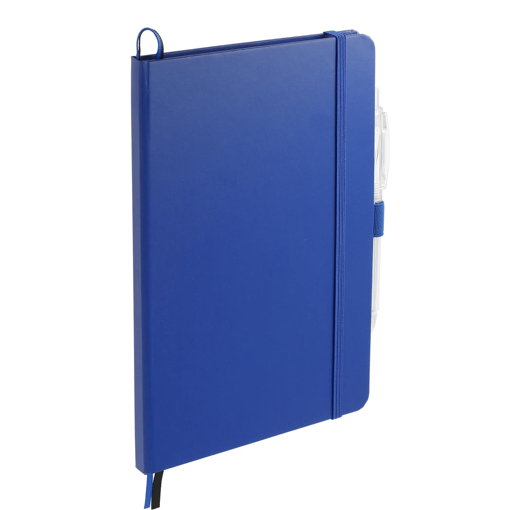 Paper Hardcover Journal and Recycled Gel Pen Set, 5.5 x 8.5 Inches - Blue - Right Angle 2