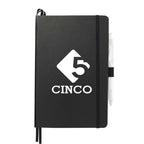 Paper Hardcover Journal and Recycled Gel Pen Set, 5.5 x 8.5 Inches Full Color - Black - Front