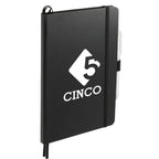 Paper Hardcover Journal and Recycled Gel Pen Set, 5.5 x 8.5 Inches Full Color - Black - Right Angle
