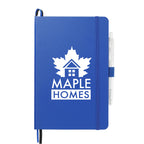 Paper Hardcover Journal and Recycled Gel Pen Set, 5.5 x 8.5 Inches Full Color - Blue - Front