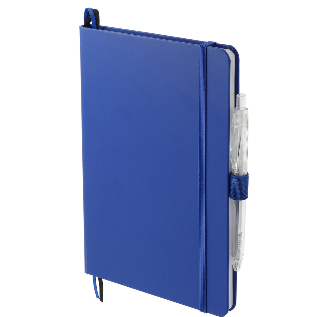 Paper Hardcover Journal and Recycled Gel Pen Set, 5.5 x 8.5 Inches Full Color - Blue - Left Angle 2