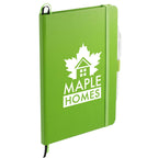 Paper Hardcover Journal and Recycled Gel Pen Set, 5.5 x 8.5 Inches Full Color - Lime - Right Angle
