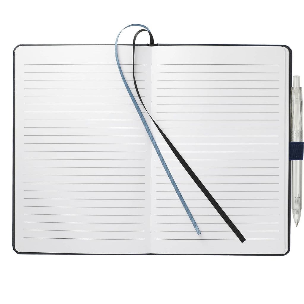 Paper Hardcover Journal and Recycled Gel Pen Set, 5.5 x 8.5 Inches Full Color - Navy - Front 2