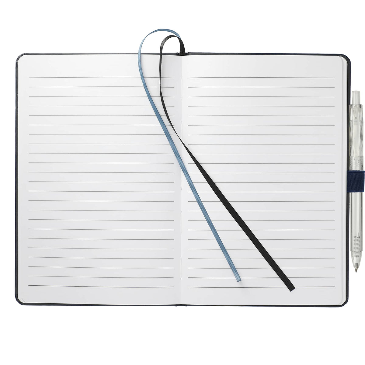 Paper Hardcover Journal and Recycled Gel Pen Set, 5.5 x 8.5 Inches Full Color - Navy - Front 2
