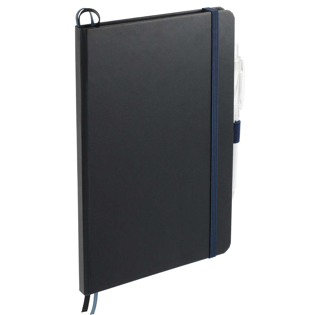 Paper Hardcover Journal and Recycled Gel Pen Set, 5.5 x 8.5 Inches Full Color - Navy - Right Angle 2