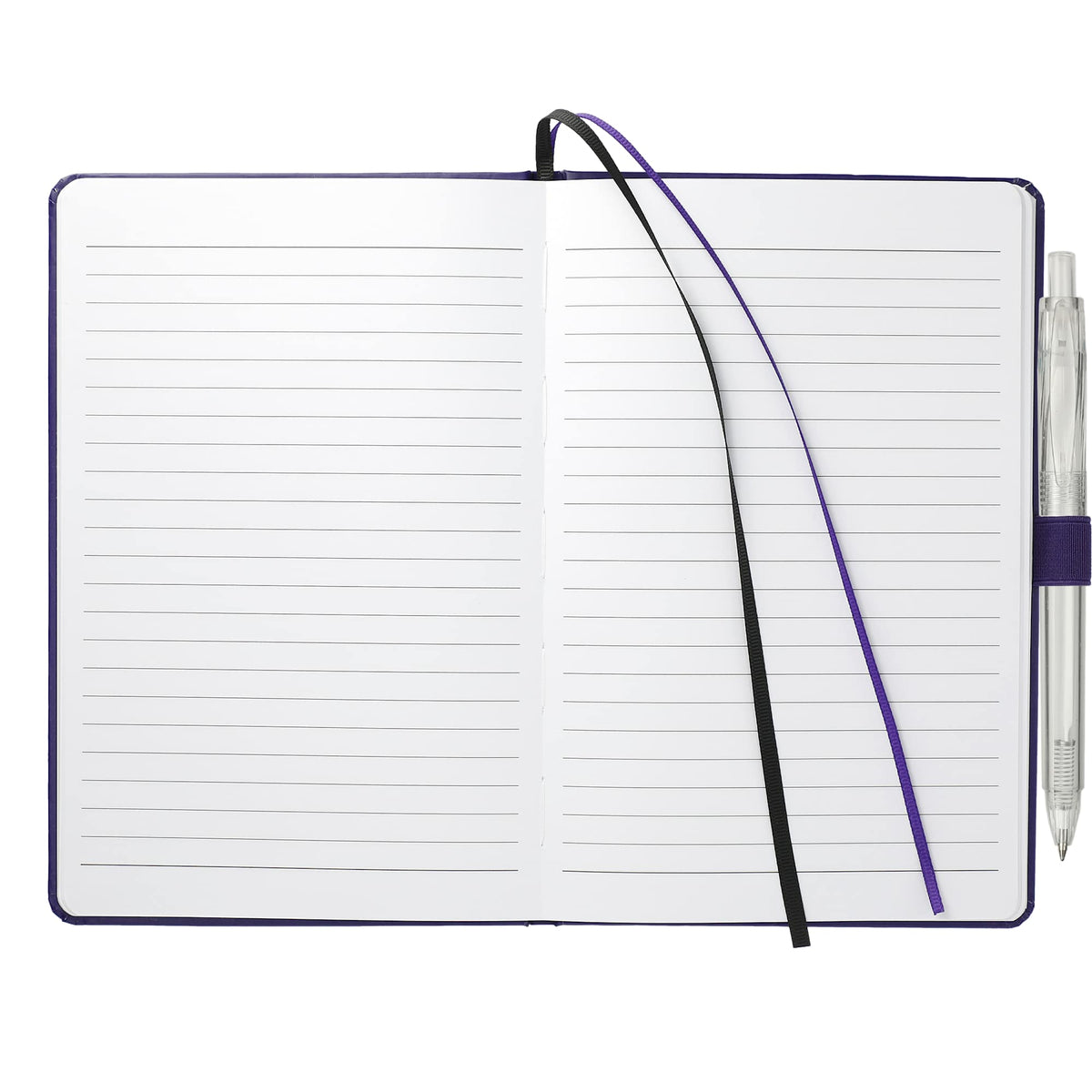 Paper Hardcover Journal and Recycled Gel Pen Set, 5.5 x 8.5 Inches Full Color - Purple - Front 2
