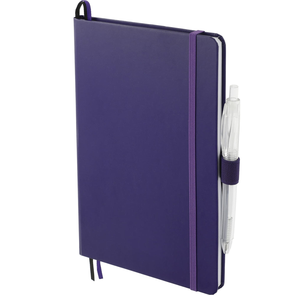Paper Hardcover Journal and Recycled Gel Pen Set, 5.5 x 8.5 Inches Full Color - Purple - Left Angle 2