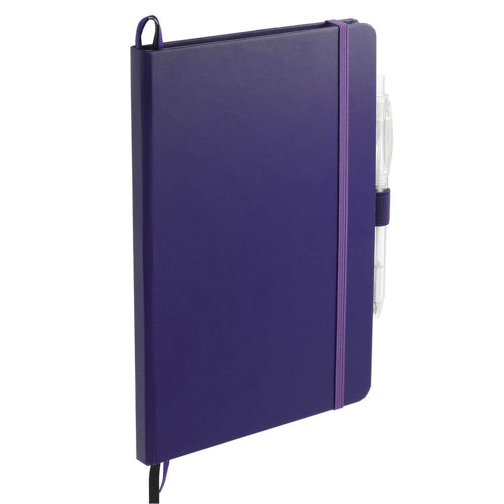 Paper Hardcover Journal and Recycled Gel Pen Set, 5.5 x 8.5 Inches Full Color - Purple - Right Angle 2
