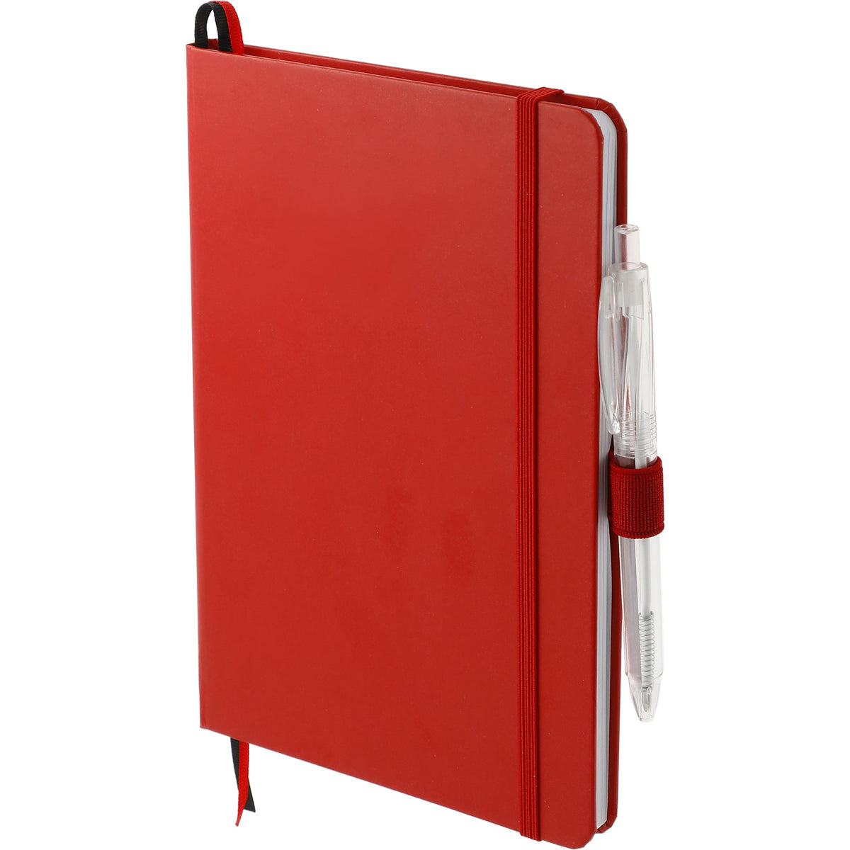 Paper Hardcover Journal and Recycled Gel Pen Set, 5.5 x 8.5 Inches Full Color - Red - Left Angle 2