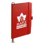 Paper Hardcover Journal and Recycled Gel Pen Set, 5.5 x 8.5 Inches Full Color - Red - Right Angle
