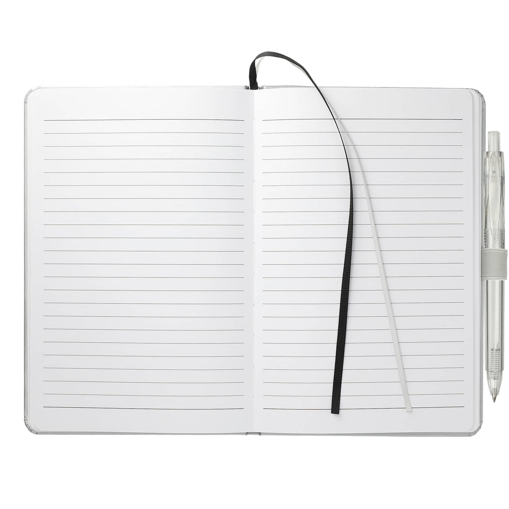 Paper Hardcover Journal and Recycled Gel Pen Set, 5.5 x 8.5 Inches Full Color - Silver - Front 2