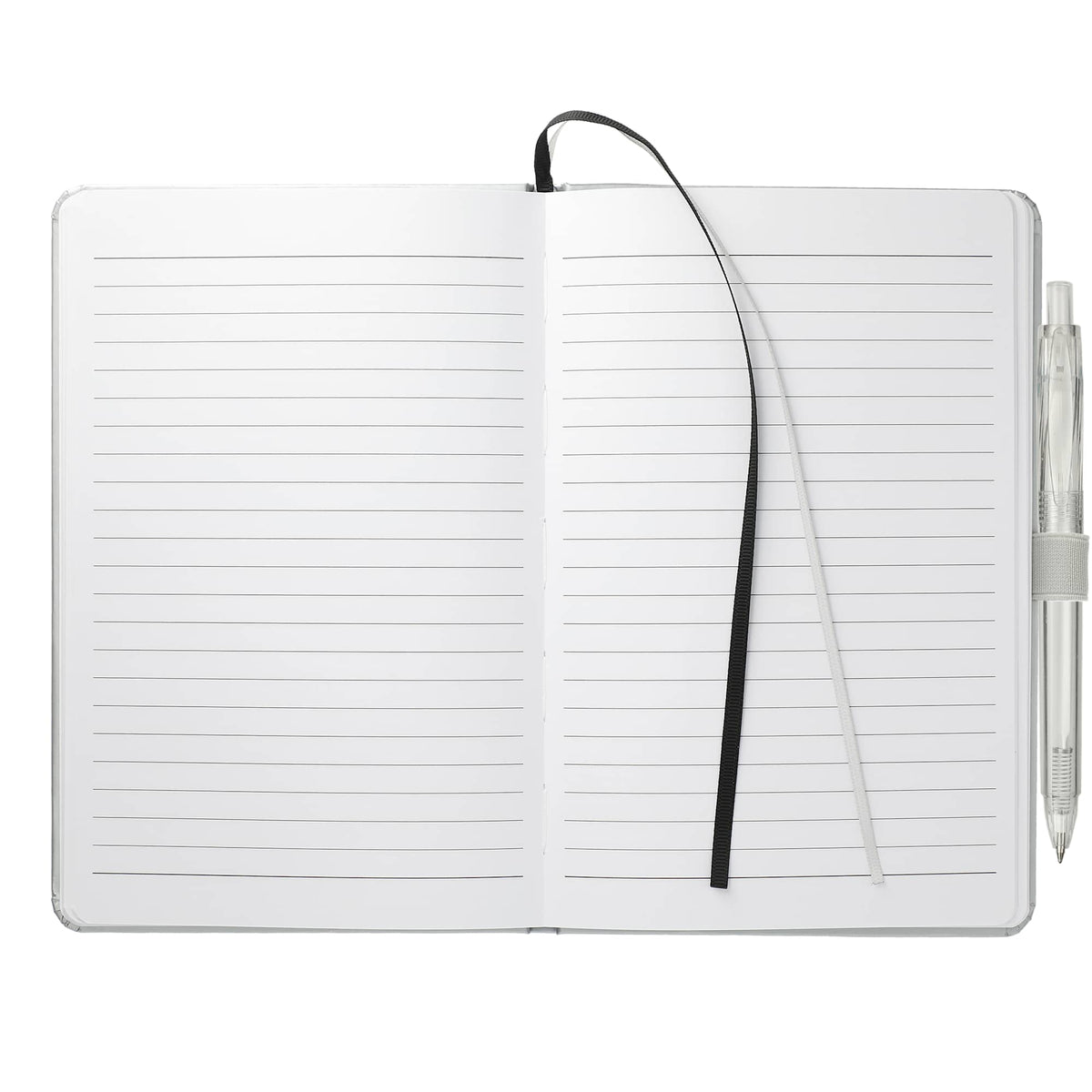 Paper Hardcover Journal and Recycled Gel Pen Set, 5.5 x 8.5 Inches Full Color - Silver - Front 2