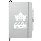 Paper Hardcover Journal and Recycled Gel Pen Set, 5.5 x 8.5 Inches Full Color - Silver - Front