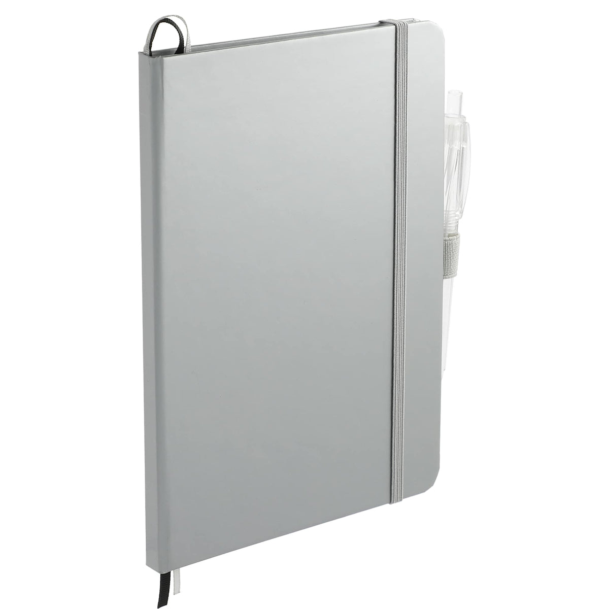 Paper Hardcover Journal and Recycled Gel Pen Set, 5.5 x 8.5 Inches Full Color - Silver - Right Angle 2