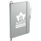 Paper Hardcover Journal and Recycled Gel Pen Set, 5.5 x 8.5 Inches Full Color - Silver - Right Angle