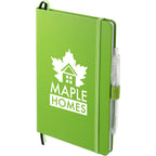 Paper Hardcover Journal and Recycled Gel Pen Set, 5.5 x 8.5 Inches - Lime - Left Angle