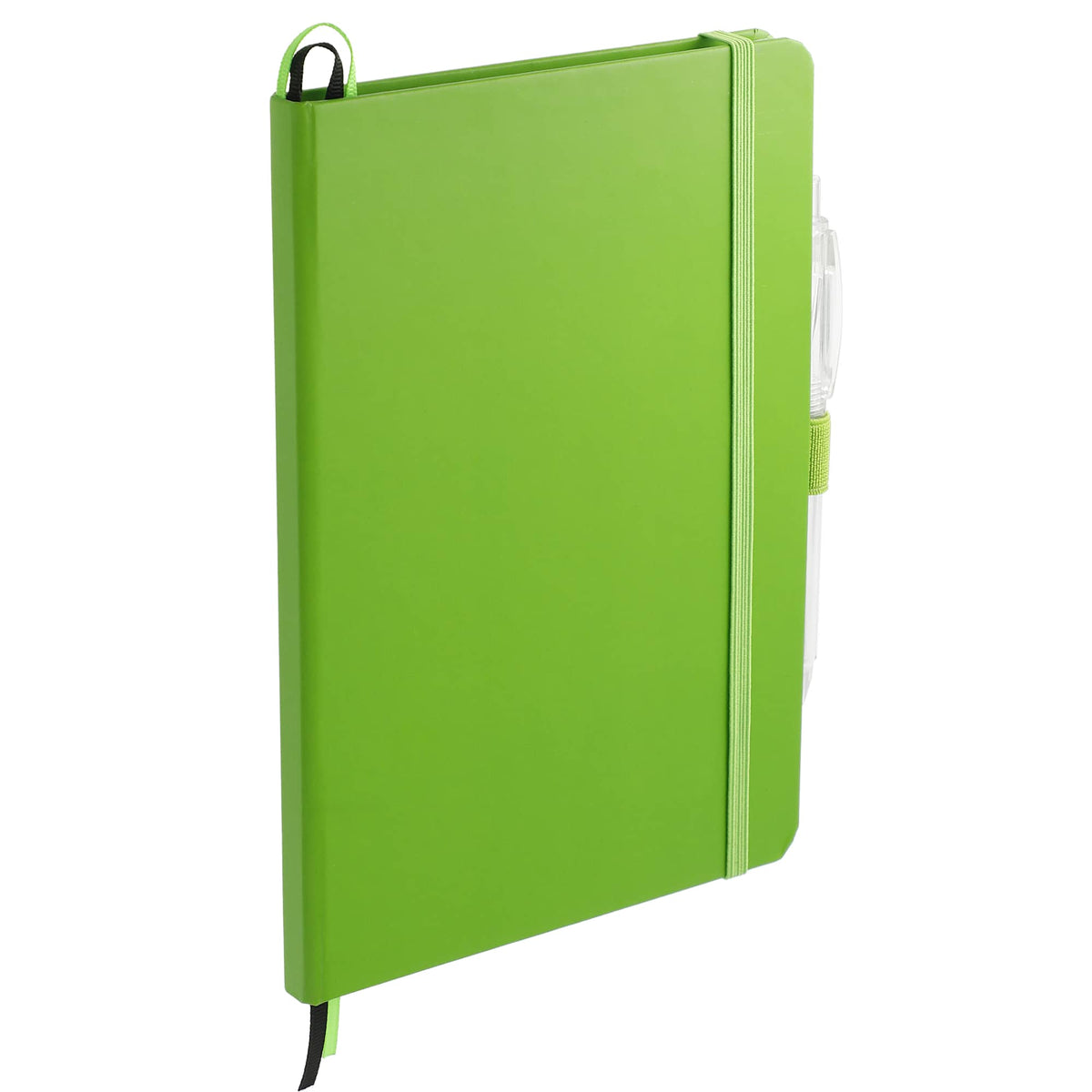 Paper Hardcover Journal and Recycled Gel Pen Set, 5.5 x 8.5 Inches - Lime - Right Angle 2
