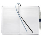 Paper Hardcover Journal and Recycled Gel Pen Set, 5.5 x 8.5 Inches - Navy - Front 2