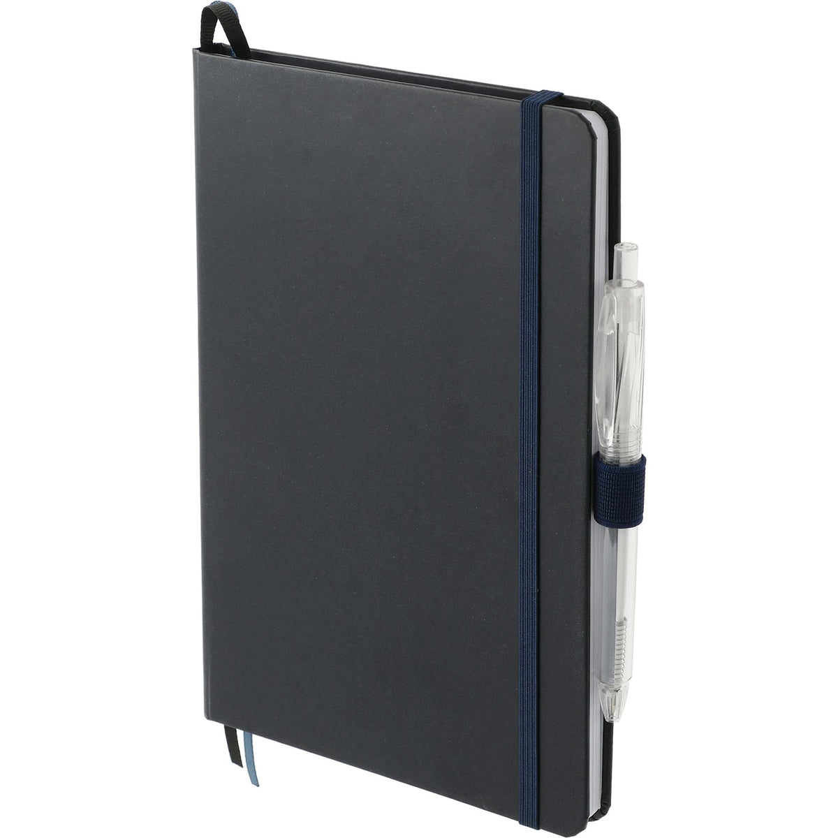 Paper Hardcover Journal and Recycled Gel Pen Set, 5.5 x 8.5 Inches - Navy - Left Angle 2