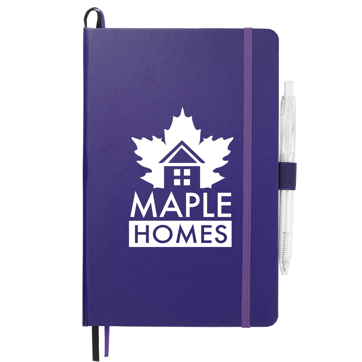 Paper Hardcover Journal and Recycled Gel Pen Set, 5.5 x 8.5 Inches - Purple - Front