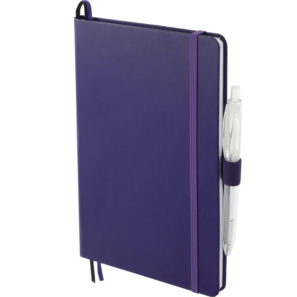 Paper Hardcover Journal and Recycled Gel Pen Set, 5.5 x 8.5 Inches - Purple - Left Angle 2