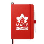 Paper Hardcover Journal and Recycled Gel Pen Set, 5.5 x 8.5 Inches - Red - Front