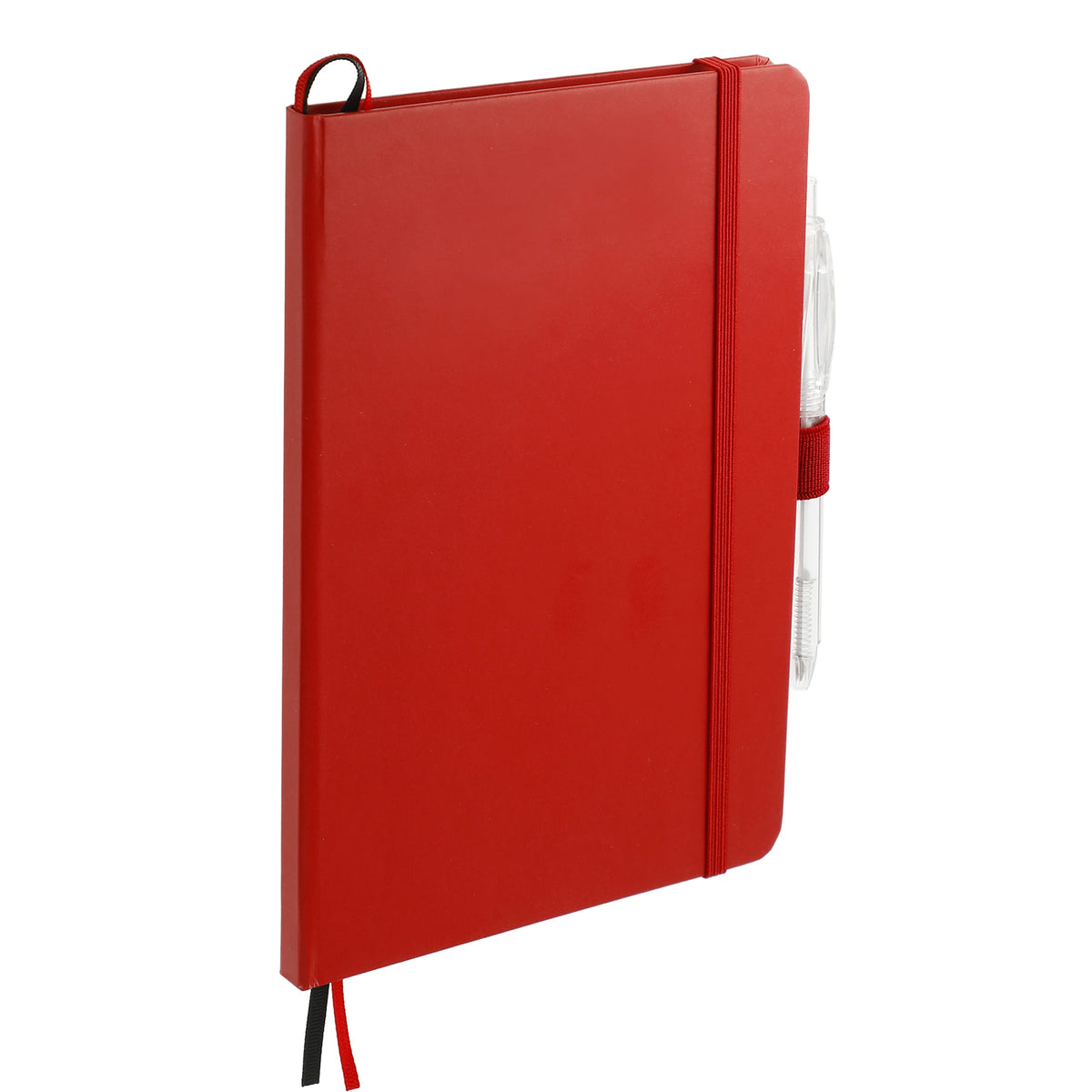 Paper Hardcover Journal and Recycled Gel Pen Set, 5.5 x 8.5 Inches - Red - Right Angle 2