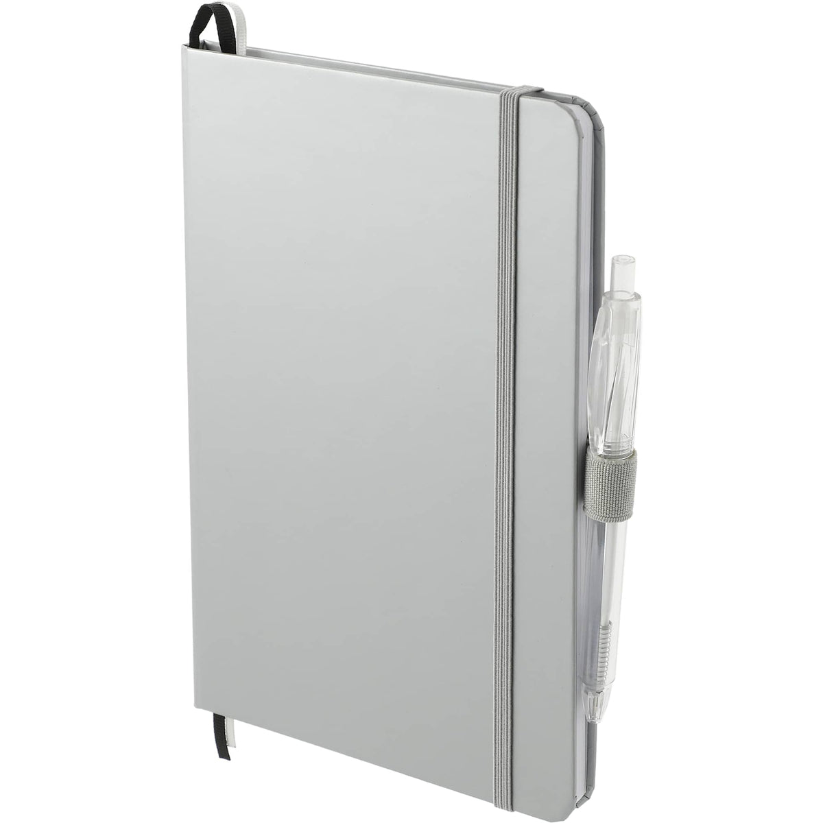 Paper Hardcover Journal and Recycled Gel Pen Set, 5.5 x 8.5 Inches - Silver - Left Angle 2