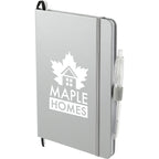 Paper Hardcover Journal and Recycled Gel Pen Set, 5.5 x 8.5 Inches - Silver - Left Angle