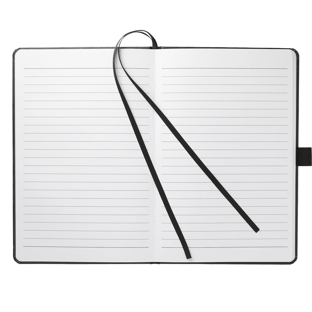 Paper Hardcover Journal with Elastic Closure, 5.5 x 8.5 Inches - Black - Front 2